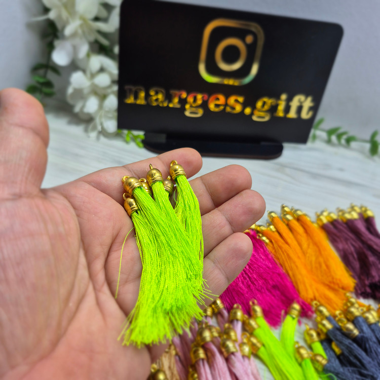 منگوله نخی ابریشمی سر فانوسی سبز فسفری (بسته ۵۰ عددی)