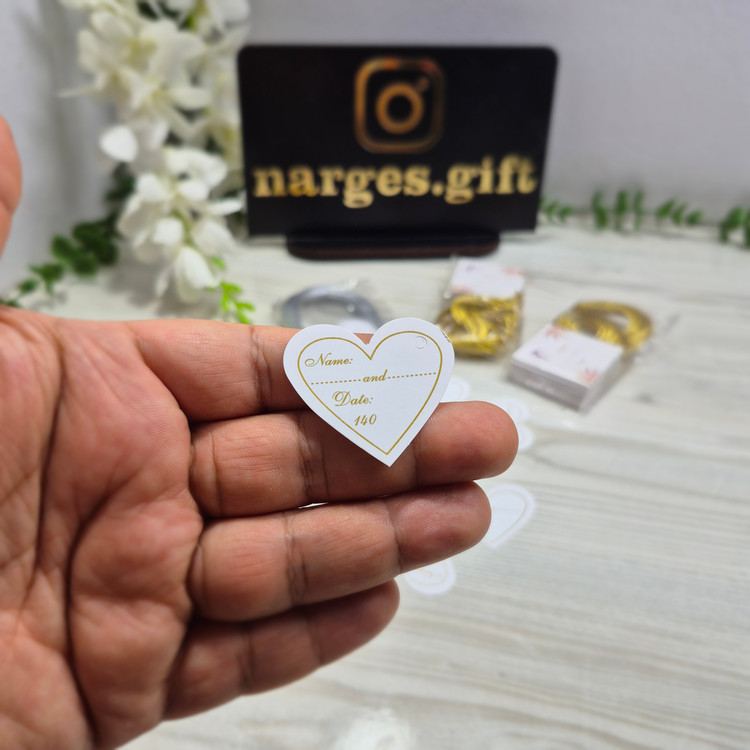 کارت گیفت تگ گیفت لیبل قلبی با قیطان تک رو بسته 50 عددی