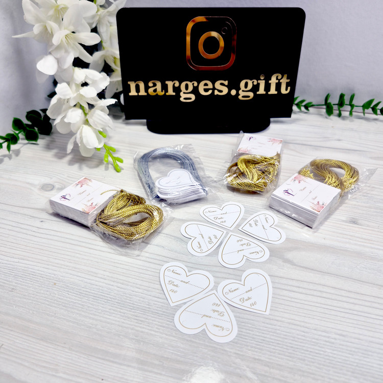 کارت گیفت تگ گیفت لیبل قلبی با قیطان تک رو بسته 50 عددی